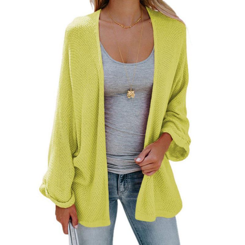 Autumn and winter  ins fashion solid color loose knit cardigan sweater women's jacket