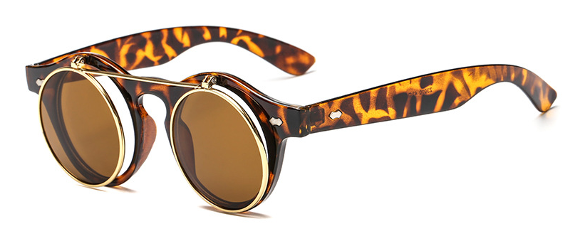 Black Vintage/Retro Round SteamPunk Sunglasses