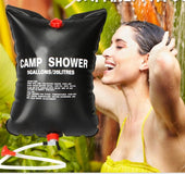 Portable solar hot water bag with shower bag
