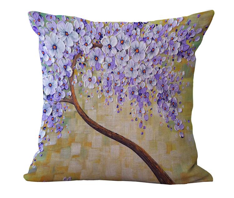 Oil painting cotton and linen pillowcase
