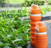 Botella plegable de agua de silicona para deportes al aire libre