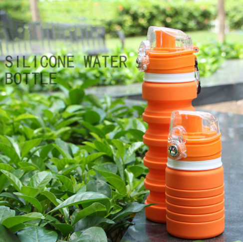 Botella plegable de agua de silicona para deportes al aire libre