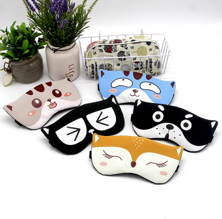 Sleeping Mask Eyepatch Eyeshade Eye Cover Cotton Creative Lovely Cartoon Cat/Fox/Dog Travel Relax Sleep Aid for Man Women MP0121