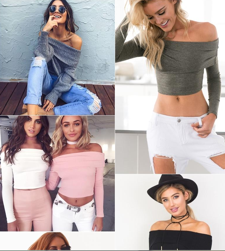 Sexy off-the-shoulder tight-fitting knit top women's