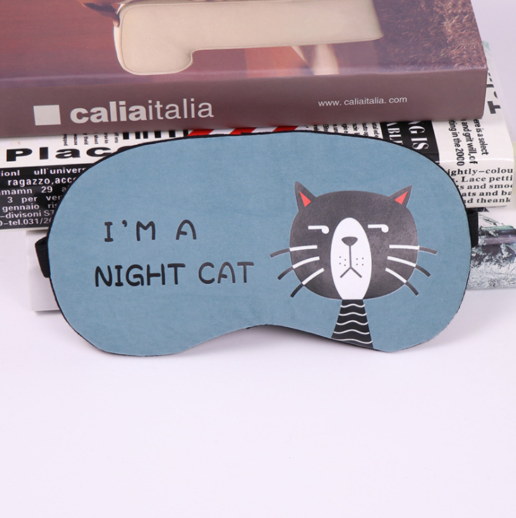 Soft Sleeping Mask Eyepatch Cat Cotton Portable Eye Mask Light Shading Creative Cartoon Travel Relax Sleeping Rest Aid MP0130