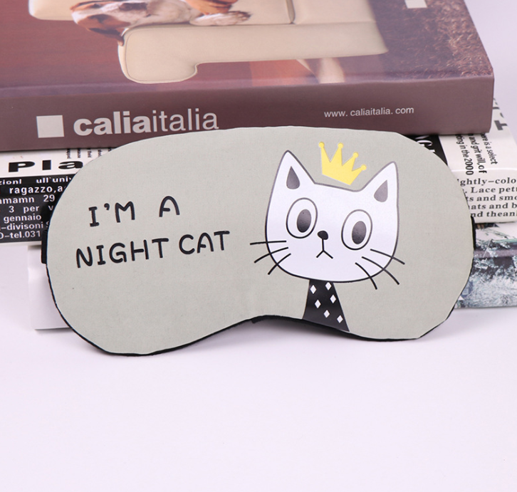 Soft Sleeping Mask Eyepatch Cat Cotton Portable Eye Mask Light Shading Creative Cartoon Travel Relax Sleeping Rest Aid MP0130