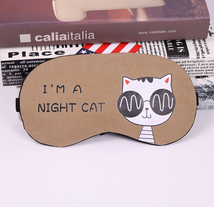 Soft Sleeping Mask Eyepatch Cat Cotton Portable Eye Mask Light Shading Creative Cartoon Travel Relax Sleeping Rest Aid MP0130