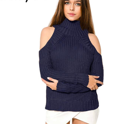 Europe and the United States  sexy off-the-shoulder sweater long-sleeved Slim female head