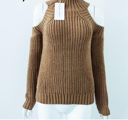 Europe and the United States  sexy off-the-shoulder sweater long-sleeved Slim female head