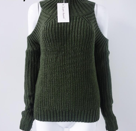 Europe and the United States  sexy off-the-shoulder sweater long-sleeved Slim female head