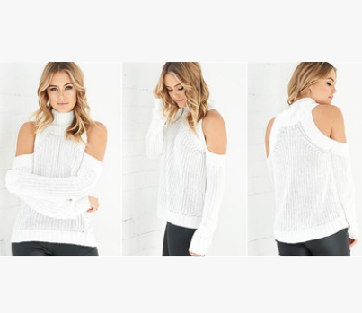 Europe and the United States  sexy off-the-shoulder sweater long-sleeved Slim female head