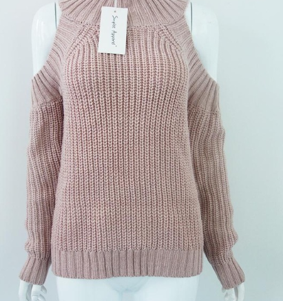 Europe and the United States  sexy off-the-shoulder sweater long-sleeved Slim female head