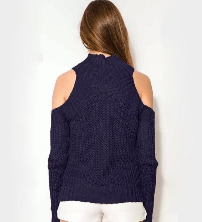 Europe and the United States  sexy off-the-shoulder sweater long-sleeved Slim female head