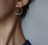 Handmade Minimalist Series Gold Beads Geometric Ring Earrings