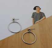 Handmade Minimalist Series Gold Beads Geometric Ring Earrings