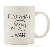 Transhome Creative Cat Coffee Cup Mugs Ceramic Mugs Funny Cat I DO WHAT I WANT From Middle Finger To Coffee Coffee Milk Gifts 10 oz