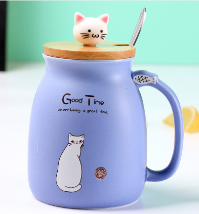 Heat-resistant Cup Cartoon with Lid Cup Kitten Milk Coffee Ceramic Mug Children Cup Office Gifts