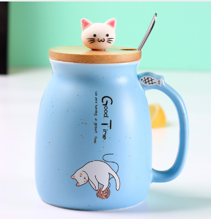 Heat-resistant Cup Cartoon with Lid Cup Kitten Milk Coffee Ceramic Mug Children Cup Office Gifts
