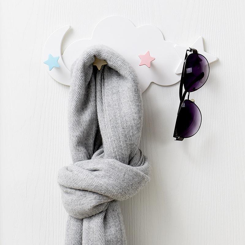 Creative star moon cloud shape without nails hat clothes hooks shelf hanging hanger