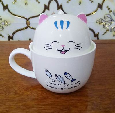 Creative cat cup ceramic mug office cup with lid spoon bone china couple coffee cup tea cup gift