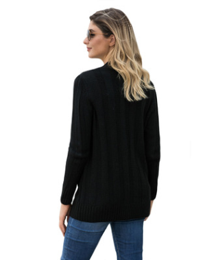 Europe and America coat twisted knit sweater button long sleeve pocket women's cardigan