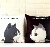 Double-sided cuteblack and white simple pair of lovers cartoon anime sofa back thickening plush car pillow