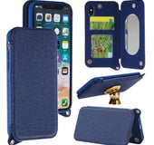 Double buckle flip card makeup mirror mobile phone holster