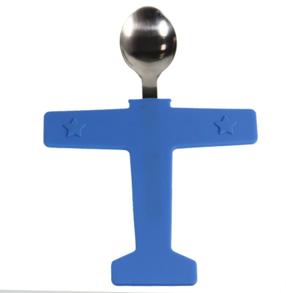 Stainless steel spoon fork spoon direct children aircraft aircraft silicone spoon custom cartoon