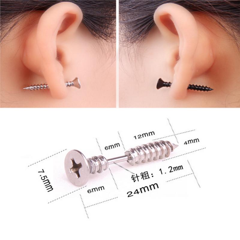 Titanium steel screw earrings