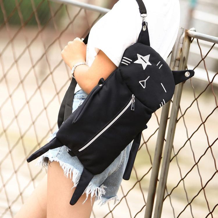 Cartoon cat canvas shoulder bag personality funny diagonal package