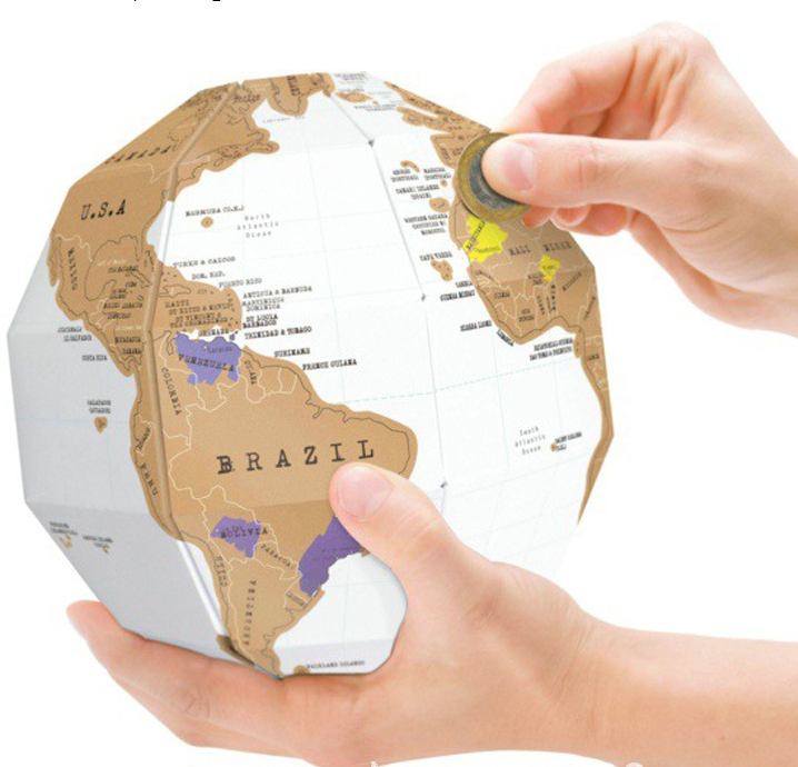 Creative 3D Scratch Globe Map DIY Group Vertical World Globe Travel Map