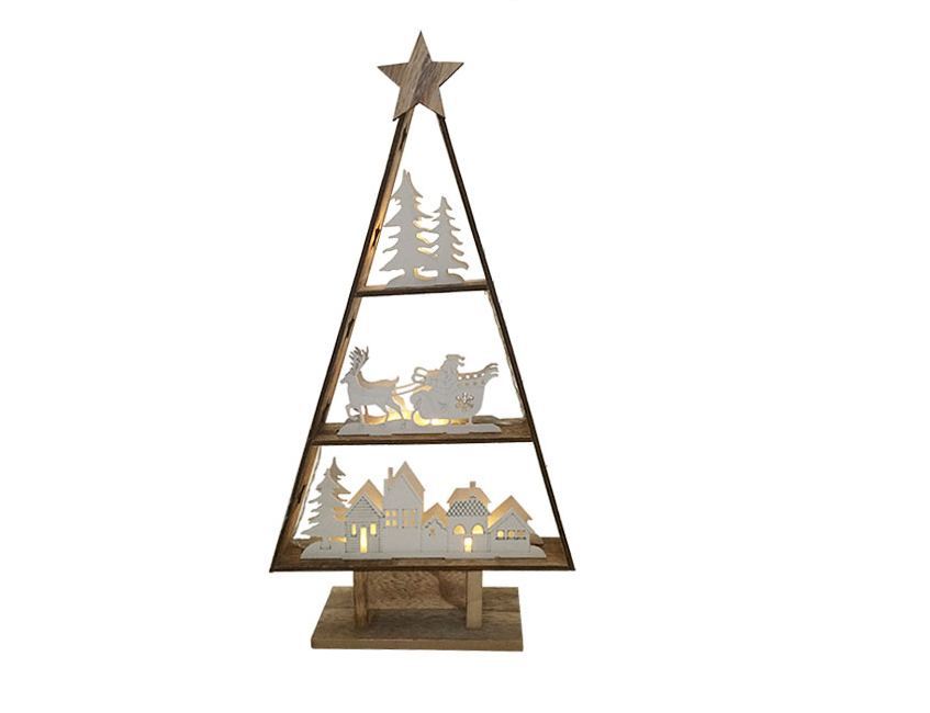 Christmas tree-shaped wooden LED lighting ornaments forest series battery drive high 49cm