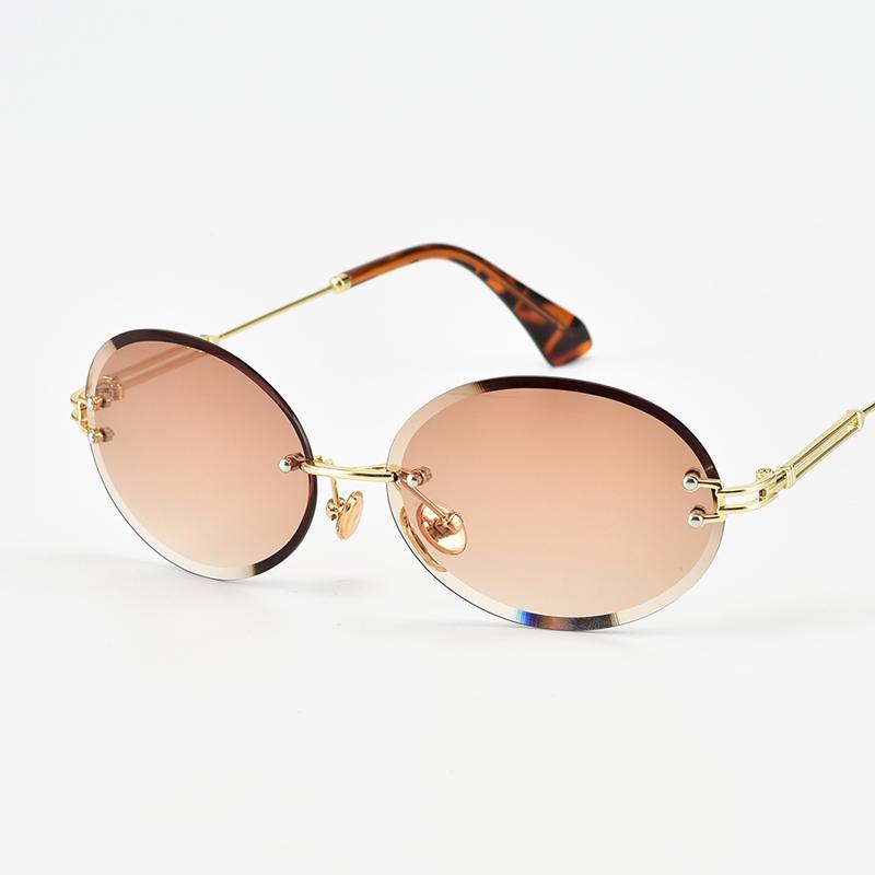 Oval polished edge sunglasses