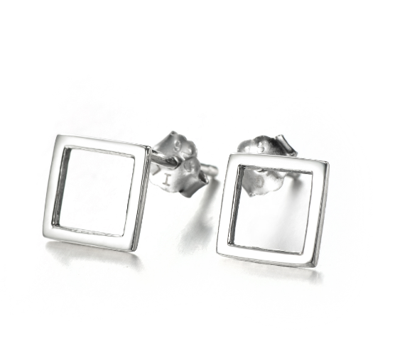 925Sterling Silver Square Shape EAR STUDS