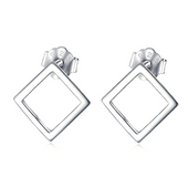 925Sterling Silver Square Shape EAR STUDS