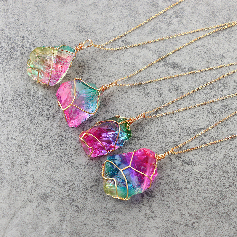 Collar De Cristal De Cuarzo Arcoiris
