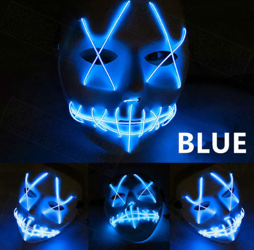 Halloween Led Luminous Mask Horror Grimace Bloody EL wire Halloween Carnaval Party Club Bar DJ Glowing Full Face Masks