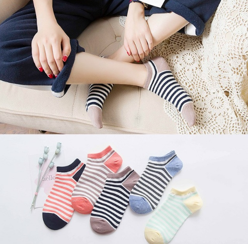 5 pair High Quality Cute Cat Striped Women Socks