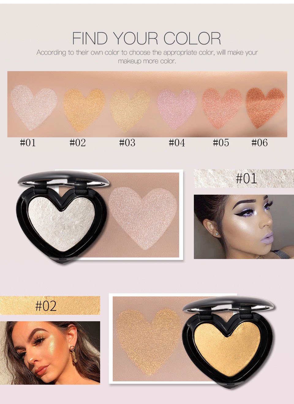 Gold Highlighter Palette Cosmetic Glow Makeup