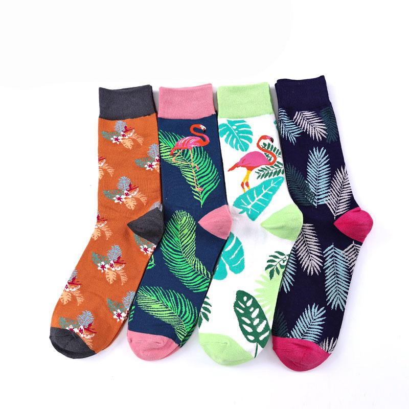 Crane flamingo cotton tube men's socks
