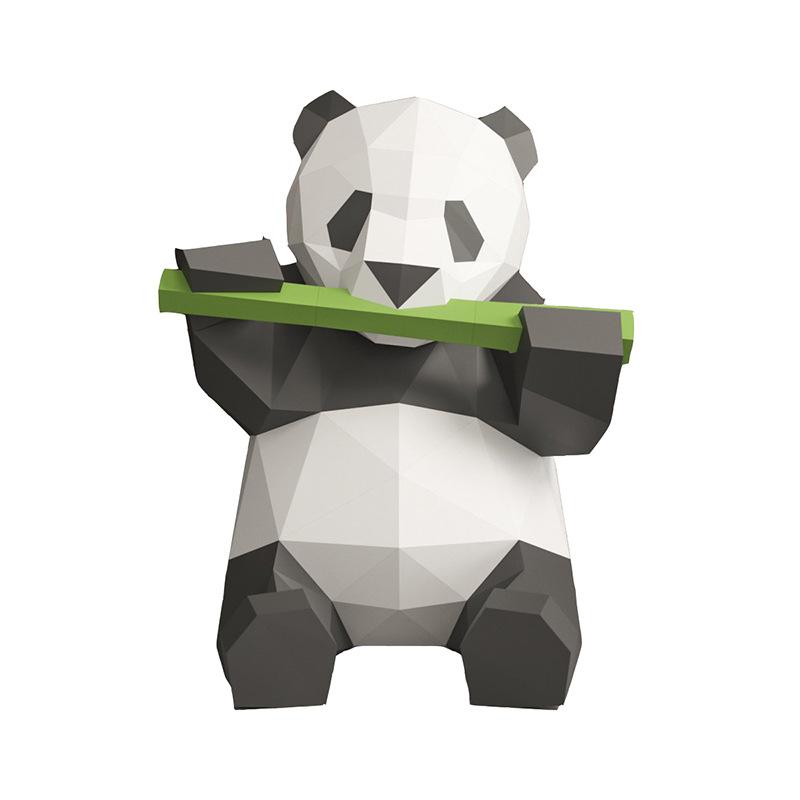 Panda model eating bamboo