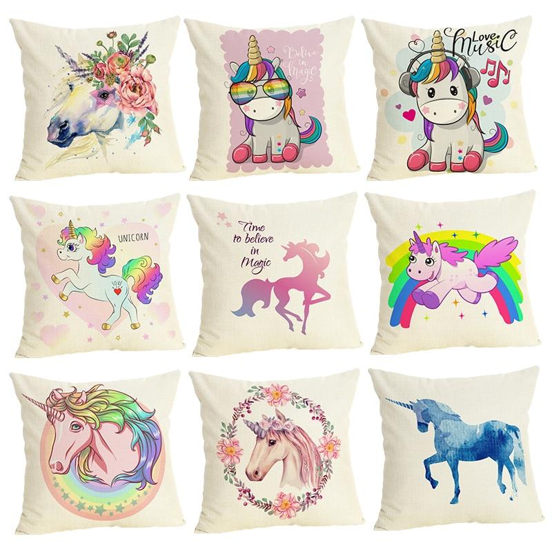 Fashion Pillow Cover Unicorn Pillow Case Cojins / Almofadas 45 Inches x 45 Cm Square Valentines Day Gift Handmade 3D Cushions