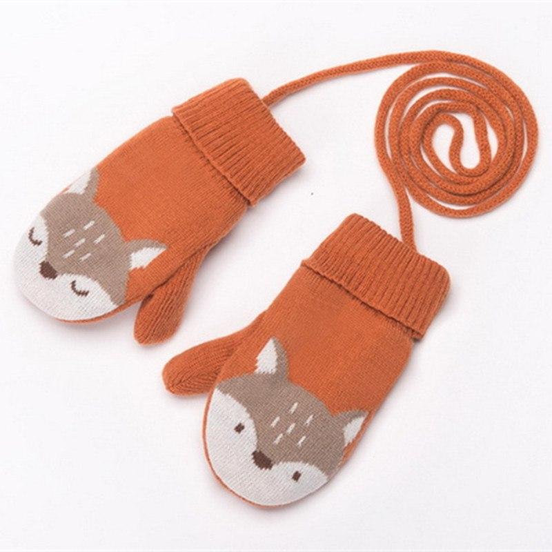 Autumn Winter Children Plus Velvet Hat Scarf Set Baby Lovely Cartoon Fox Print Knitted hat Kids Cap Collar Boy Girl Neck Warmer