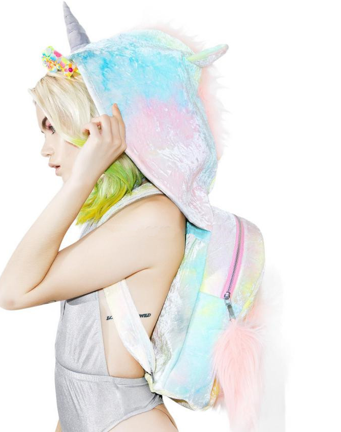 A lot of the same paragraph sugar baby tie dye unicorn hooded backpack shoulder bag creative school bag