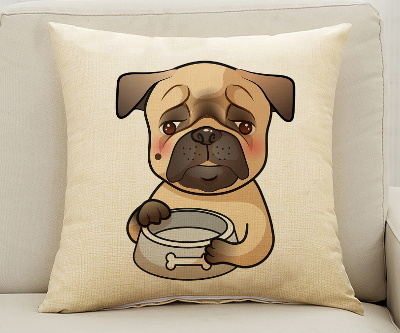 Pug pillow, funny, vibrating, cute, pet dog, pillowcase