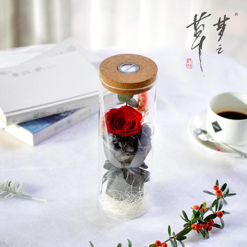 Eternal Roses Drifting Bottles Wishing Bottles Colorful Lights 38 Sections Gifts Creative Birthday Glass Cover