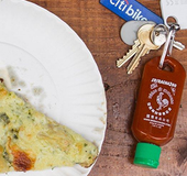 Sriracha key-chain bottle