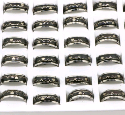 Titanium steel couple ECG ring men and women