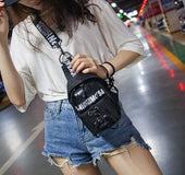 Contrast letter messenger bag