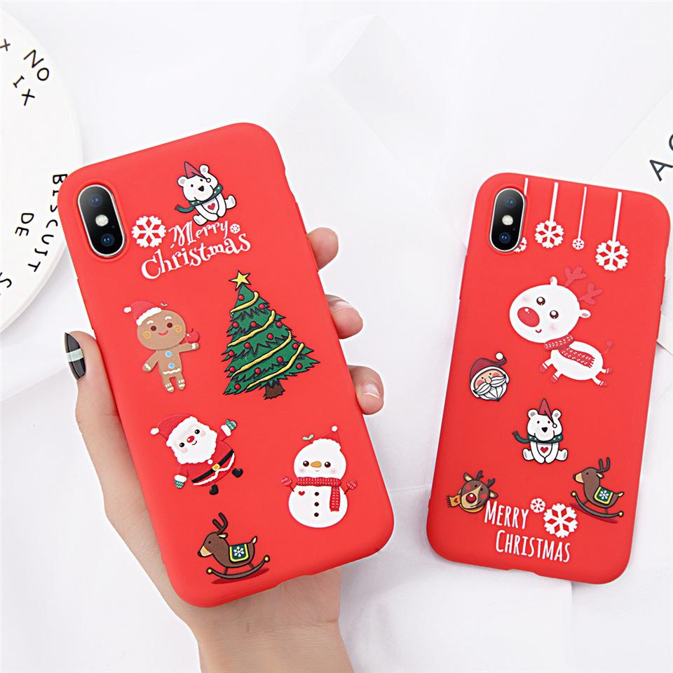 Lov Phone Case For iPhone 6 6s 7 8 Plus X XR XS Max Cute Cartoon Christmas Santa Claus Elk Soft TPU For iPhone 5 5S SE Cover